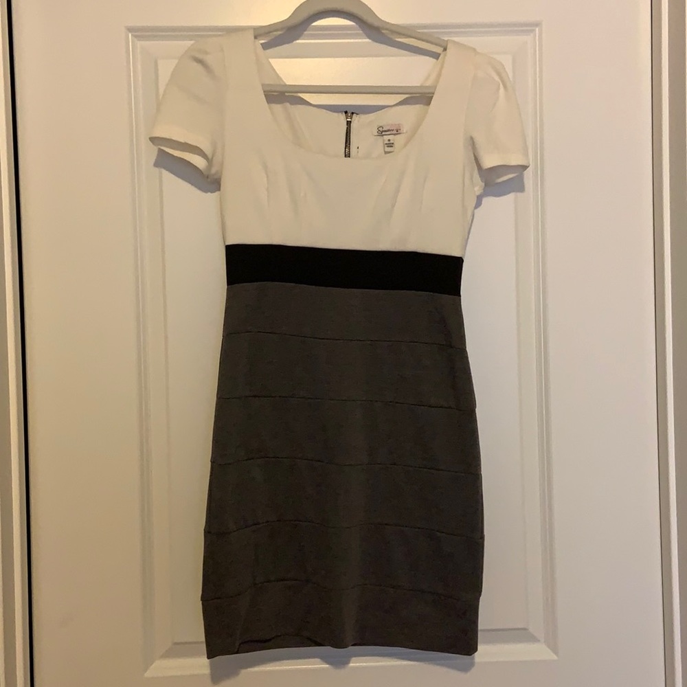 Cotton black and gray business dress